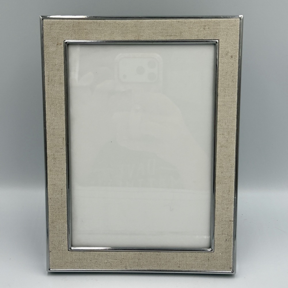 Umbra 5x7 Linen Mirror Photo Frame Silver Tone Modern Tabletop Picture Decor